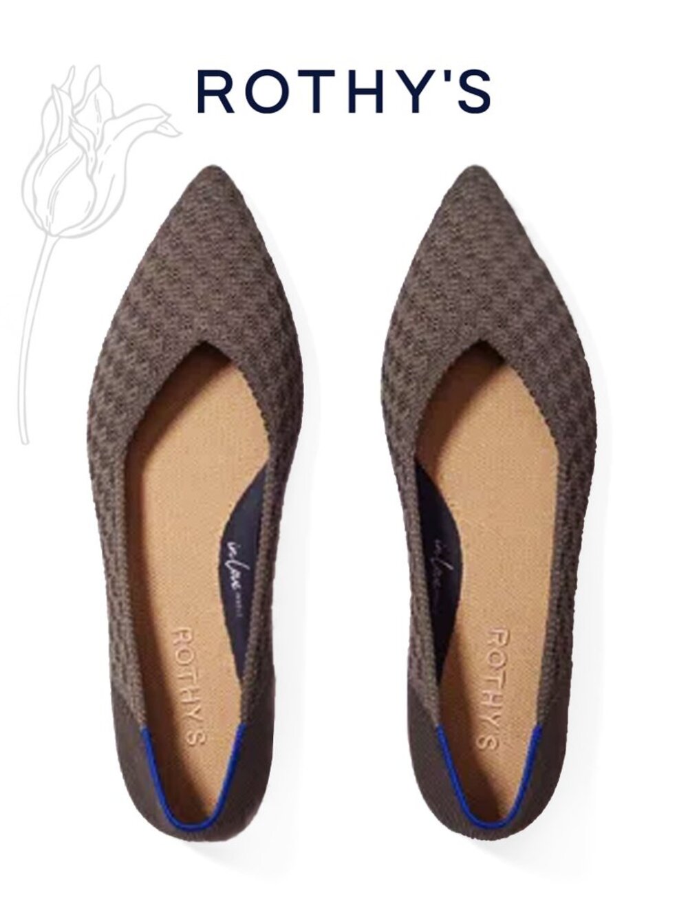 Rothy's The Point II in Chocolate Basketweave  Flats